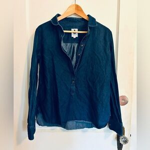 Tradlands The Hatteras Popover Size L 100% Cotton Denim Blue